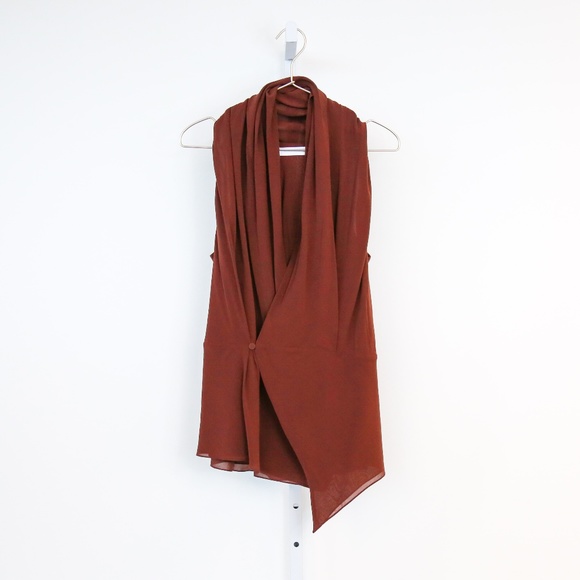 Nina Ricci Tops - Nina Ricci Draped Plunging Blouse